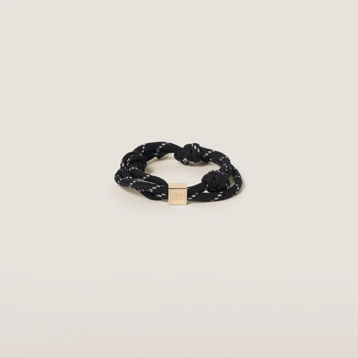 Women Anklets Miu Miu Cord And Nylon Bracelet Black