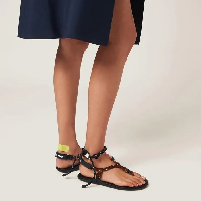 Women Anklets Miu Miu Cord And Nylon Bracelet Black Women Anklets Miu Miu Cord And Nylon Bracelet Black