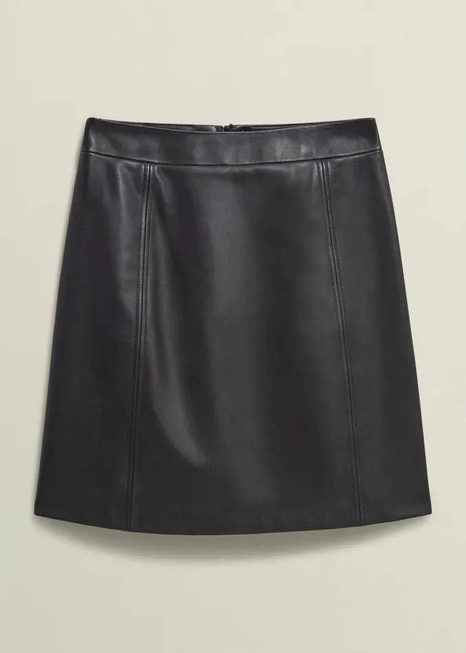 Women Annabelle Leather Skirt Black Hobbs Skirts