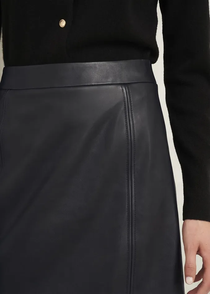 Women Annabelle Leather Skirt Black Hobbs Skirts