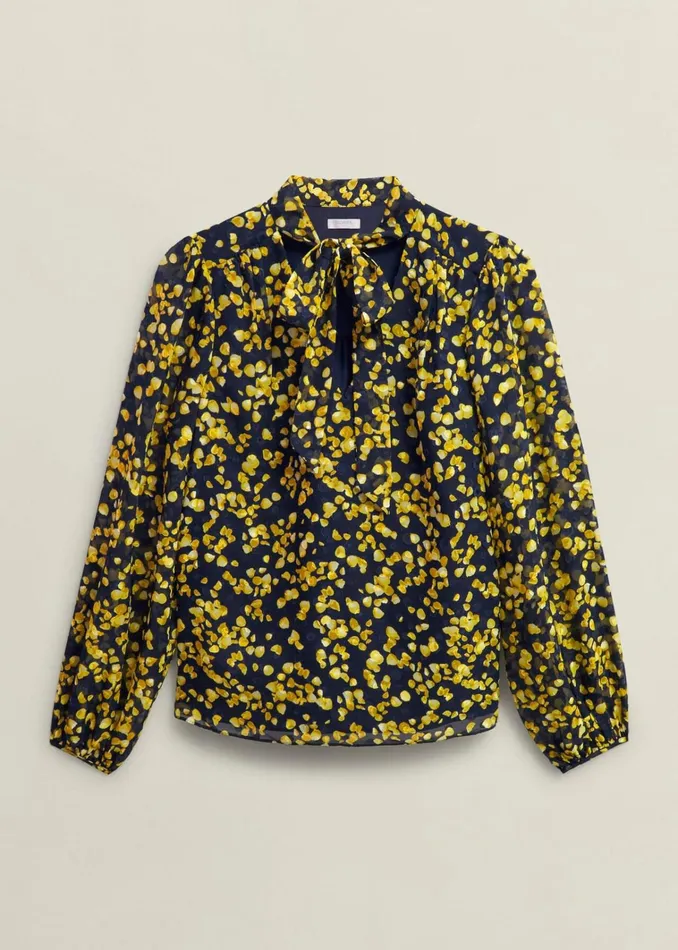 Women Aria Blouse Navy Yellow Hobbs Tops