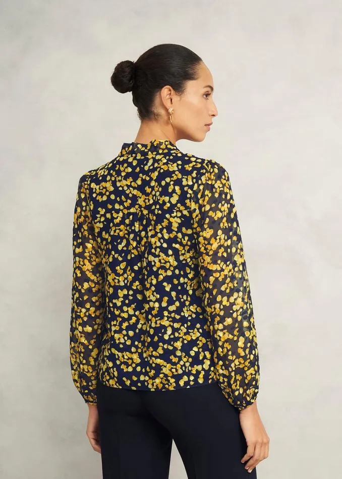 Women Aria Blouse Navy Yellow Hobbs Tops