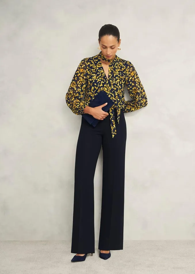 Women Aria Blouse Navy Yellow Hobbs Tops