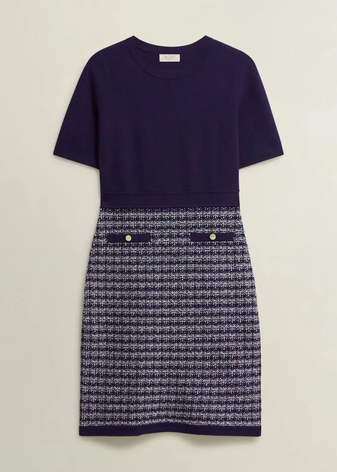 Women Audra Knitted Dress Midnight Ivory Hobbs Dresses and Jumpsuits