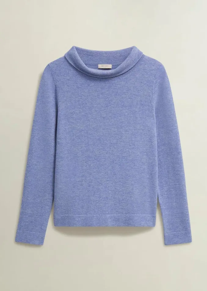Women Audrey Wool Cashmere Jumper Blue Marl Hobbs Jumpers and Cardigans