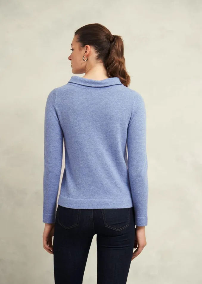 Women Audrey Wool Cashmere Jumper Blue Marl Hobbs Jumpers and Cardigans