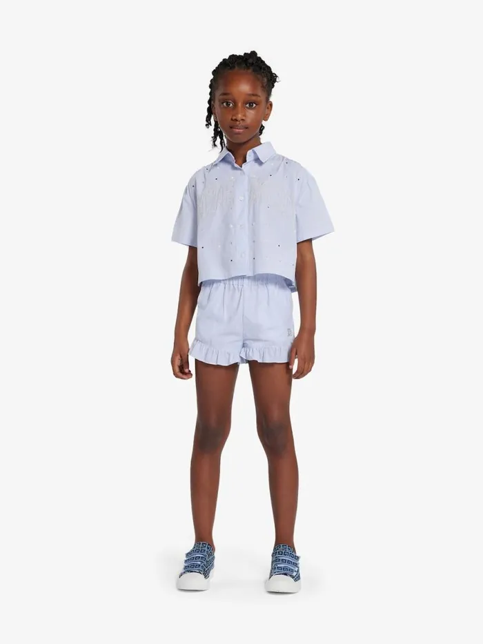 Women Baby 1 Month To 3 Years Givenchy GIVENCHY College Shirt And Shorts With Stripes Set Whiteblue
