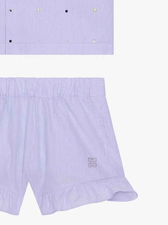 Women Baby 1 Month To 3 Years Givenchy GIVENCHY College Shirt And Shorts With Stripes Set Whiteblue