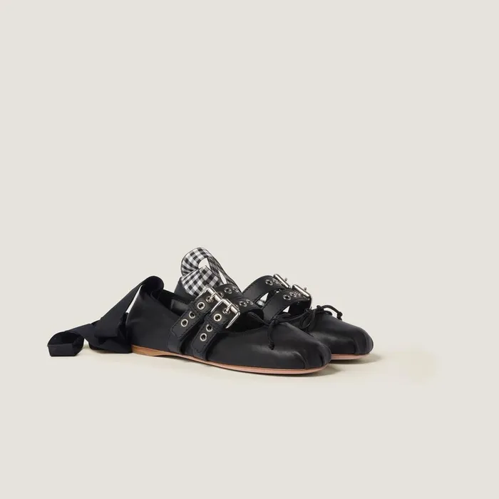 Women Ballerinas Miu Miu Nappa And Calf Leather Ballerinas Black