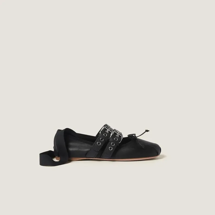 Women Ballerinas Miu Miu Nappa And Calf Leather Ballerinas Black Women Ballerinas Miu Miu Nappa And Calf Leather Ballerinas Black