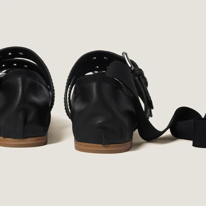 Women Ballerinas Miu Miu Nappa And Calf Leather Ballerinas Black Women Ballerinas Miu Miu Nappa And Calf Leather Ballerinas Black