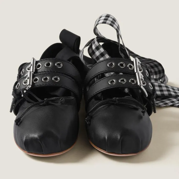 Women Ballerinas Miu Miu Nappa And Calf Leather Ballerinas Black Women Ballerinas Miu Miu Nappa And Calf Leather Ballerinas Black