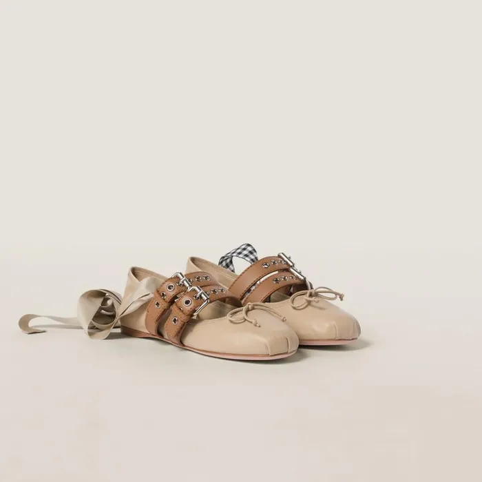 Women Ballerinas Miu Miu Nappa And Calf Leather Ballerinas Cord
