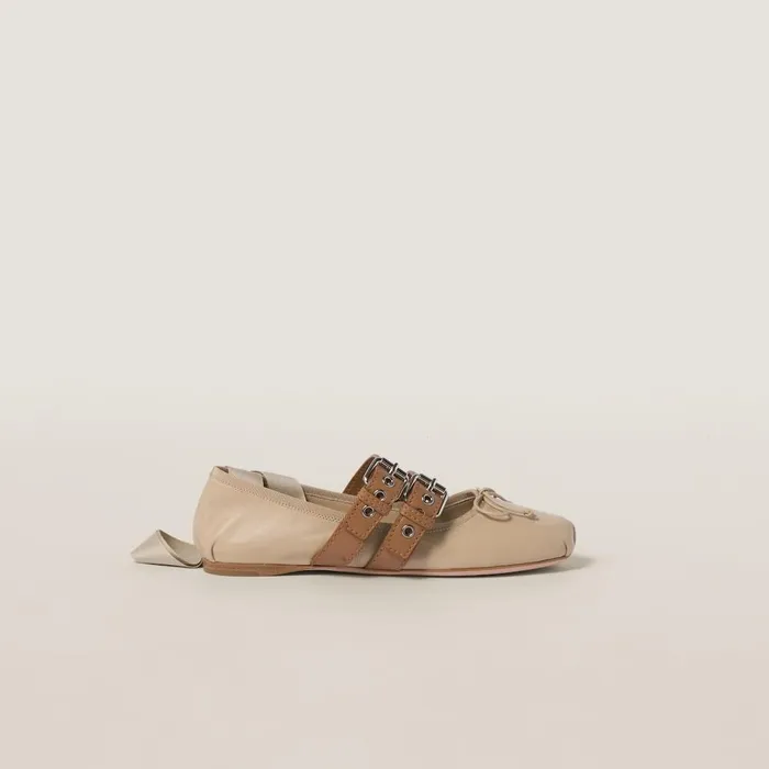 Women Ballerinas Miu Miu Nappa And Calf Leather Ballerinas Cord Women Ballerinas Miu Miu Nappa And Calf Leather Ballerinas Cord