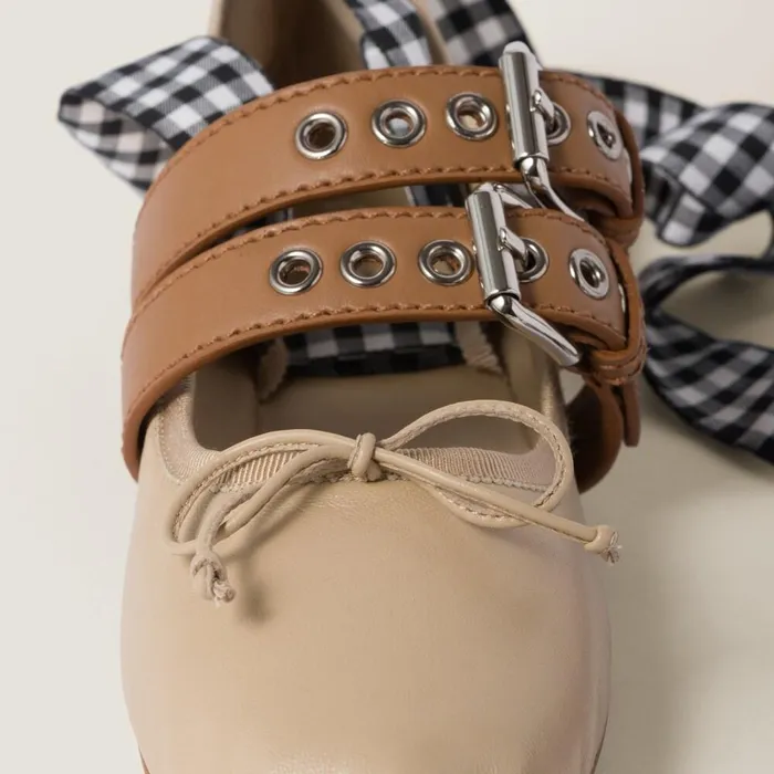 Women Ballerinas Miu Miu Nappa And Calf Leather Ballerinas Cord Women Ballerinas Miu Miu Nappa And Calf Leather Ballerinas Cord