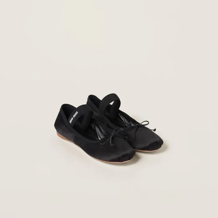 Women Ballerinas Miu Miu Satin Ballerinas Black