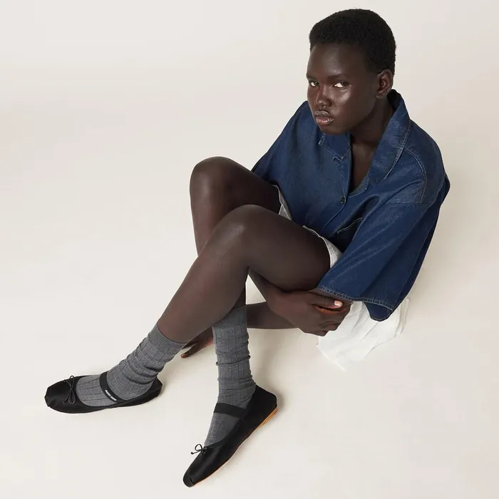 Women Ballerinas Miu Miu Satin Ballerinas Black Women Ballerinas Miu Miu Satin Ballerinas Black