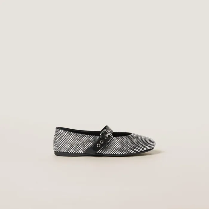 Women Ballerinas Miu Miu Satin Ballerinas With Crystals Black Women Ballerinas Miu Miu Satin Ballerinas With Crystals Black