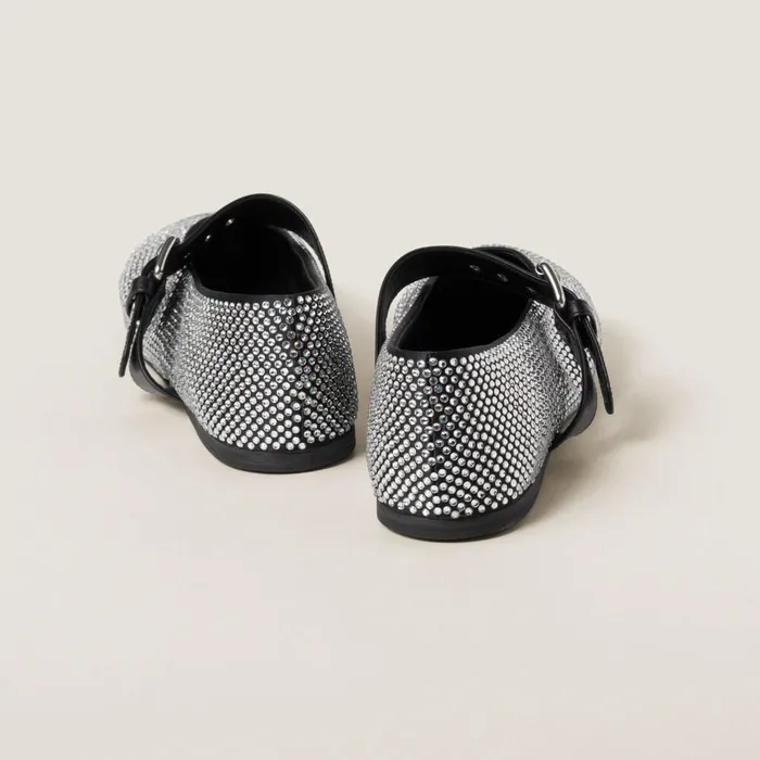 Women Ballerinas Miu Miu Satin Ballerinas With Crystals Black Women Ballerinas Miu Miu Satin Ballerinas With Crystals Black