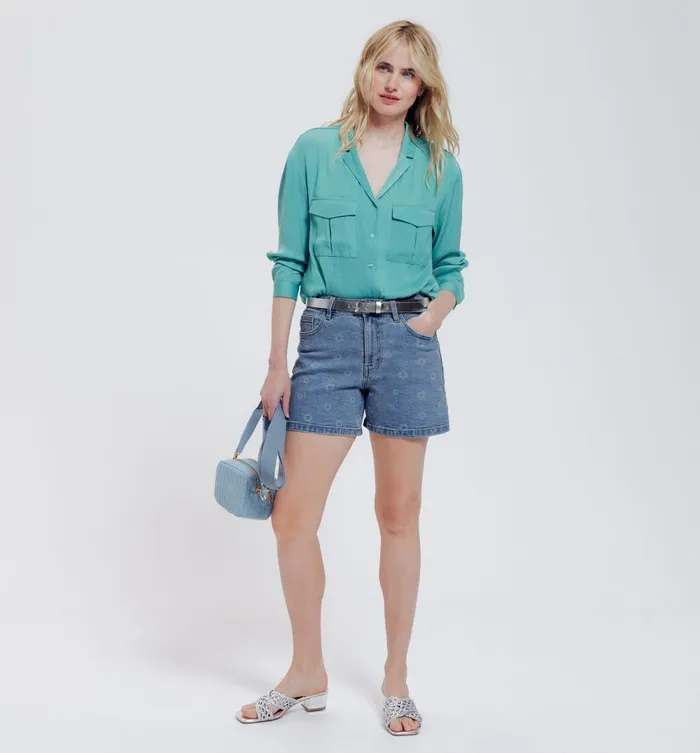 Women Bandana Denim Shorts 8211 Denim Promod Shorts Women Bandana Denim Shorts 8211 Denim Promod Shorts