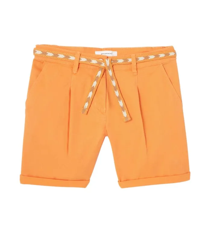 Women Belted Canvas Shorts 8211 Orange Promod Shorts Women Belted Canvas Shorts 8211 Orange Promod Shorts