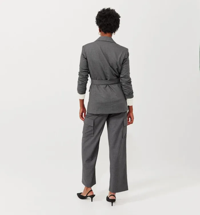 Women Belted Tailored Jacket 8211 Acier Moyen Promod Jackets Women Belted Tailored Jacket 8211 Acier Moyen Promod Jackets