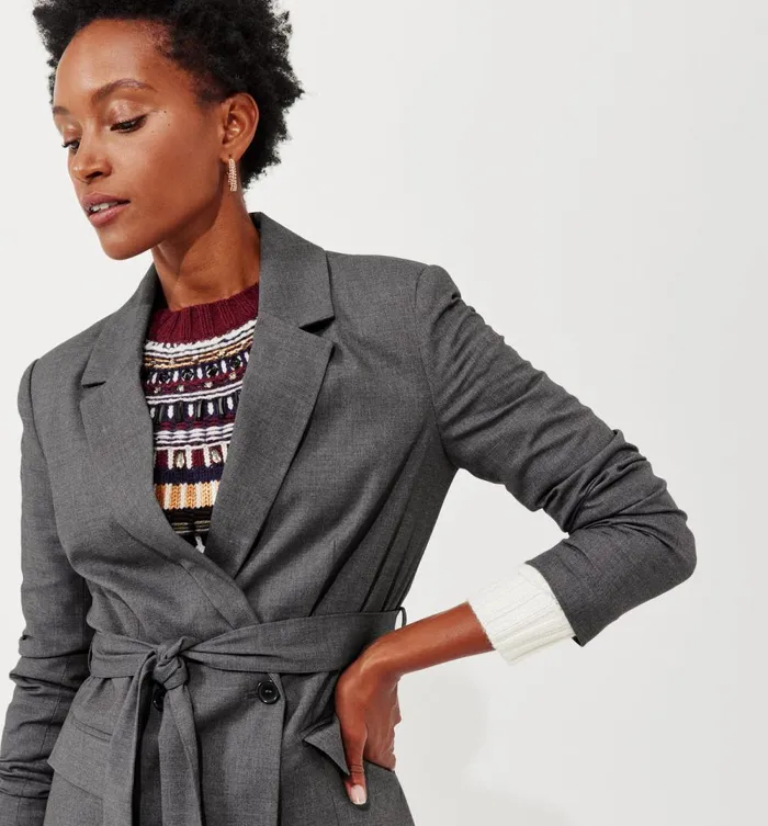 Women Belted Tailored Jacket 8211 Acier Moyen Promod Jackets Women Belted Tailored Jacket 8211 Acier Moyen Promod Jackets