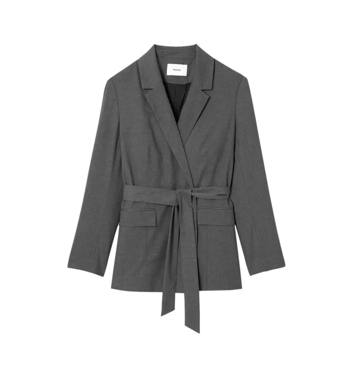 Women Belted Tailored Jacket 8211 Acier Moyen Promod Jackets Women Belted Tailored Jacket 8211 Acier Moyen Promod Jackets