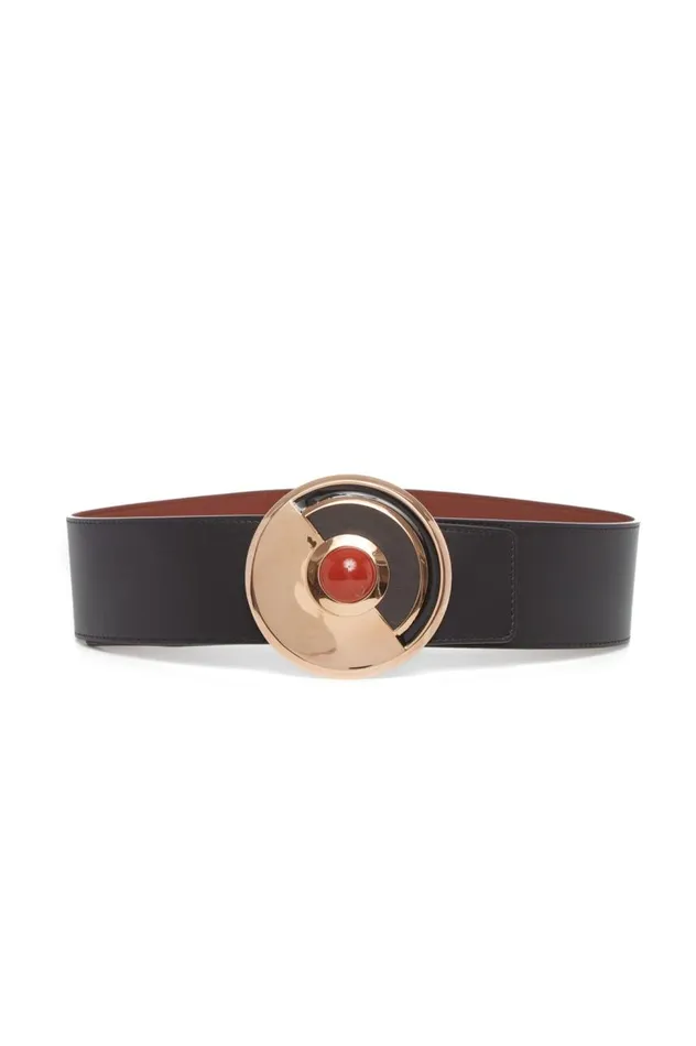 Women Belts Gabriela Hearst Moya Reversible Large Belt In Black Leather