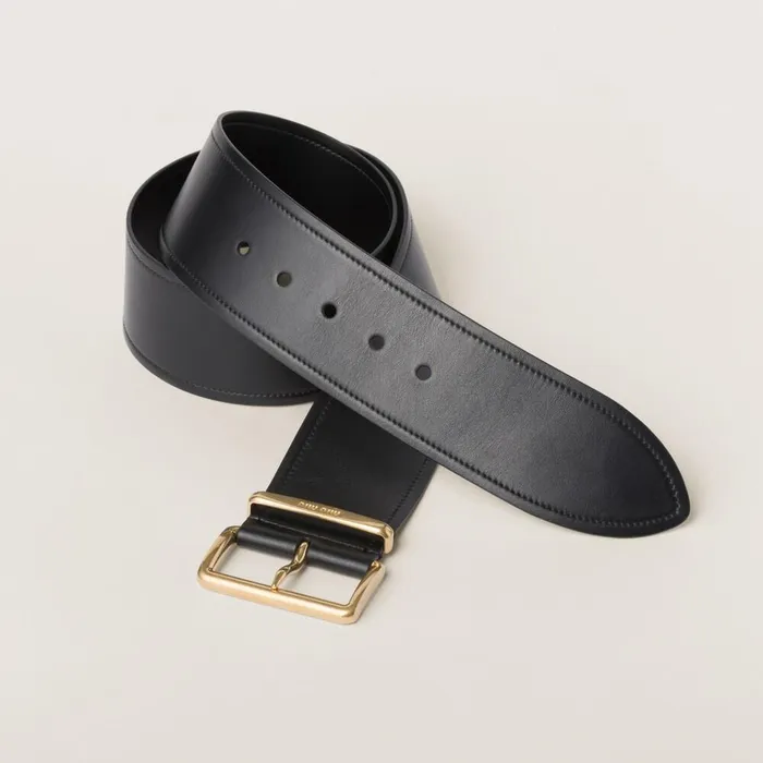 Women Belts Miu Miu Leather Belt Black
