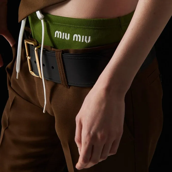 Women Belts Miu Miu Leather Belt Black