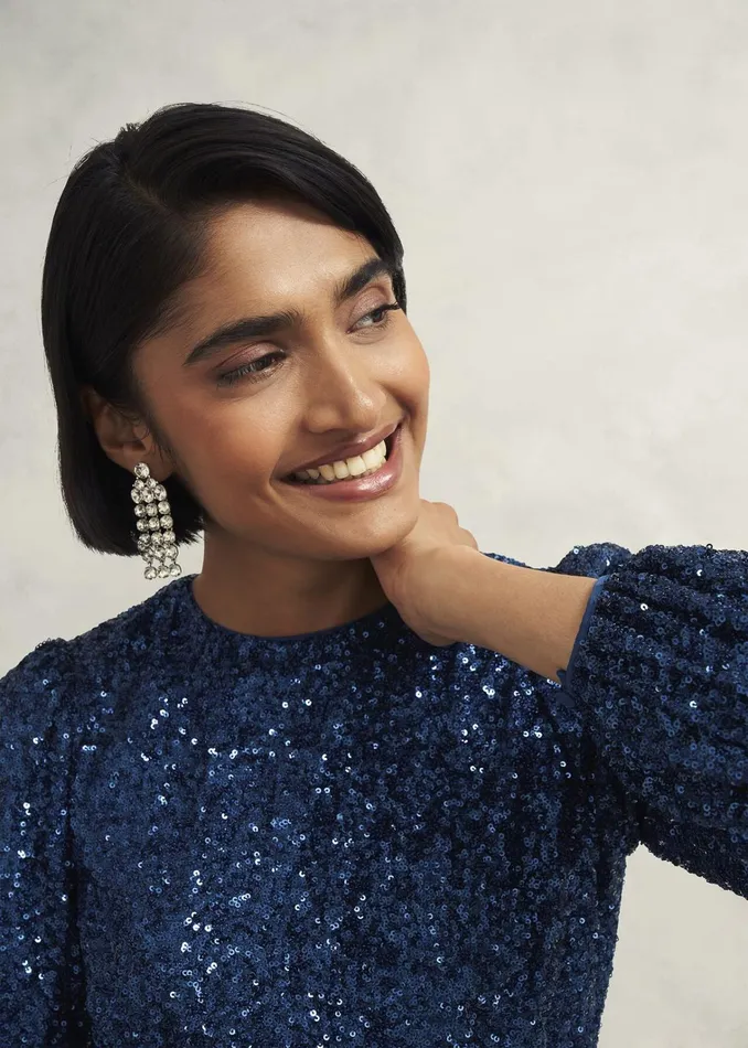 Women Bette Sequin Dress Riverside Blue Hobbs Dresses and Jumpsuits