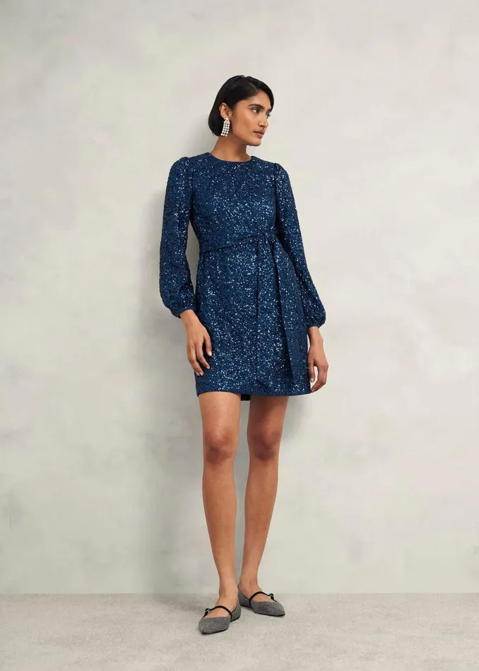 Women Bette Sequin Dress Riverside Blue Hobbs Dresses and Jumpsuits