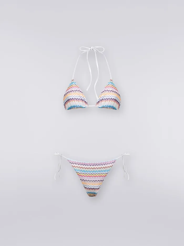 Women Bikini In TwoTone Zigzag Knit Multicoloured Missoni Swimsuits
