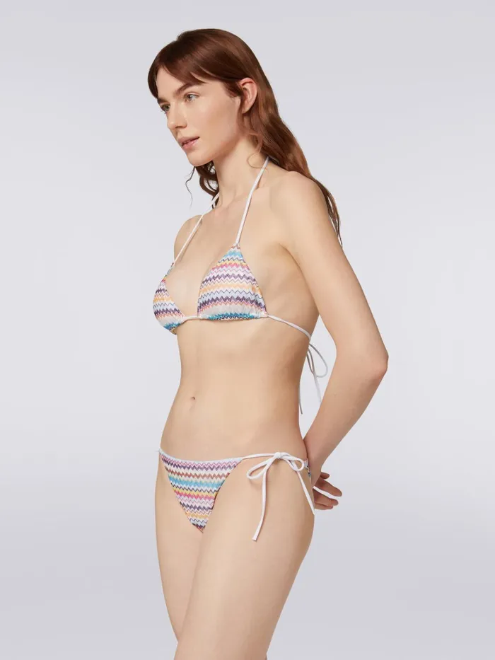 Women Bikini In TwoTone Zigzag Knit Multicoloured Missoni Swimsuits
