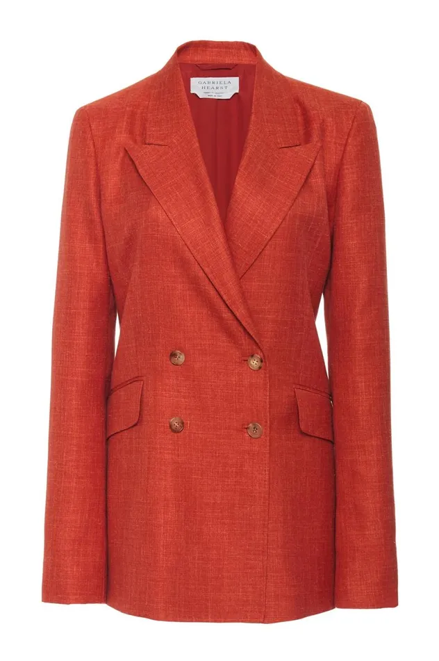 Women Blazers and Vests Gabriela Hearst Angela Blazer In Orange Wool And Silk Linen