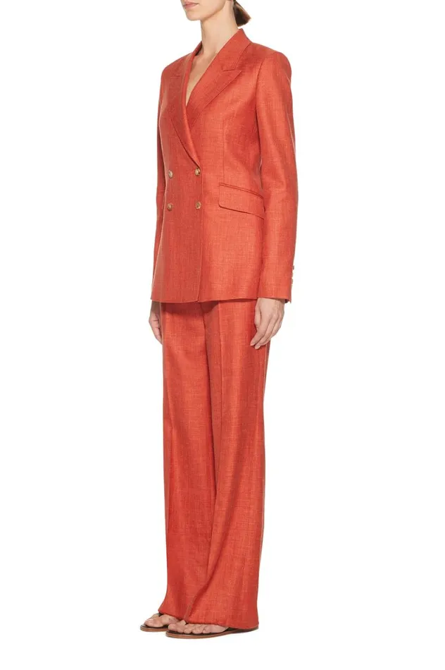 Women Blazers and Vests Gabriela Hearst Angela Blazer In Orange Wool And Silk Linen
