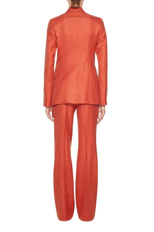 Women Blazers and Vests Gabriela Hearst Angela Blazer In Orange Wool And Silk Linen