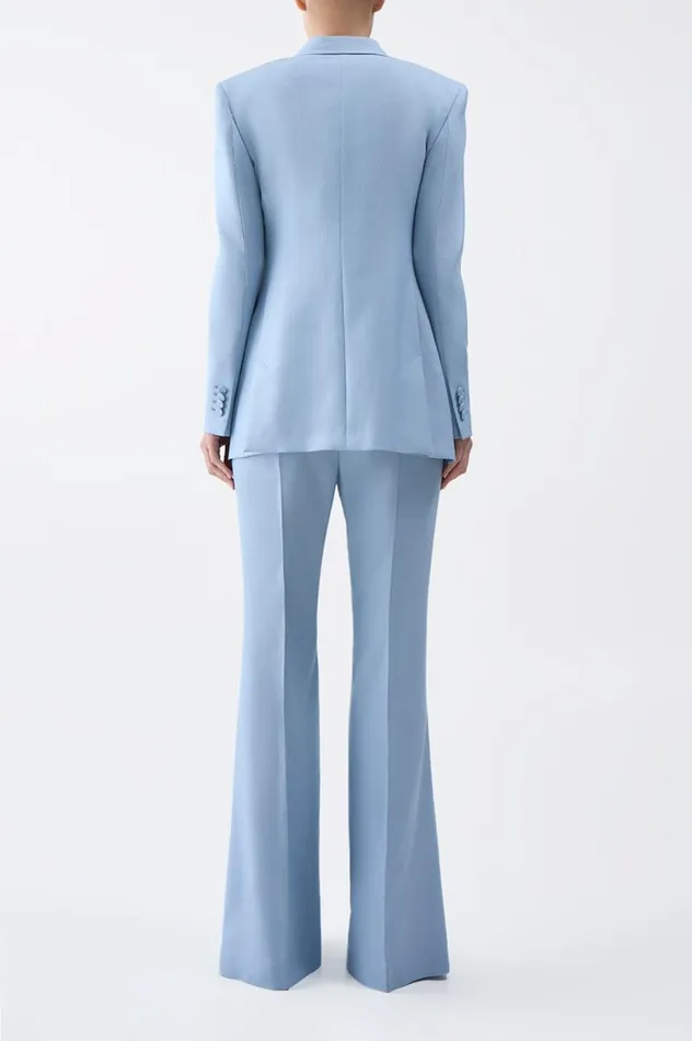 Women Blazers and Vests Gabriela Hearst Gavin Blazer In Stone Blue SIlk Virgin Wool