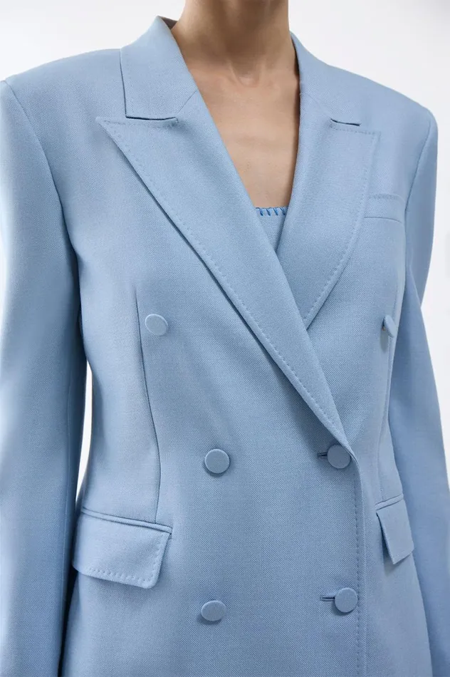 Women Blazers and Vests Gabriela Hearst Gavin Blazer In Stone Blue SIlk Virgin Wool