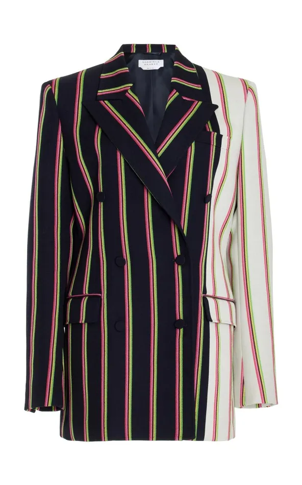Women Blazers and Vests Gabriela Hearst Mccoi Blazer In Navy Multi Striped Wool