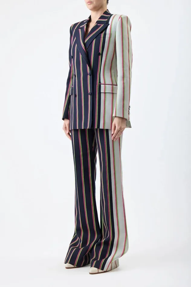 Women Blazers and Vests Gabriela Hearst Mccoi Blazer In Navy Multi Striped Wool