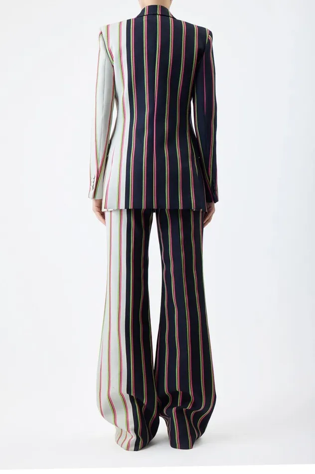 Women Blazers and Vests Gabriela Hearst Mccoi Blazer In Navy Multi Striped Wool