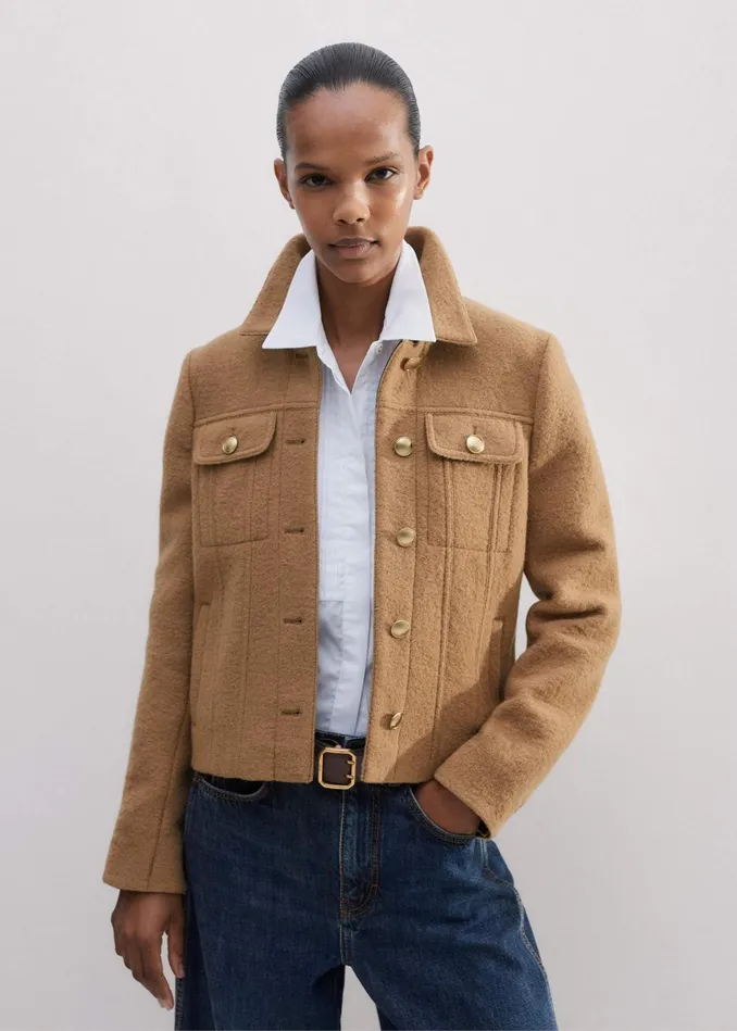 Women Boiled Wool Jacket Camel MEEM