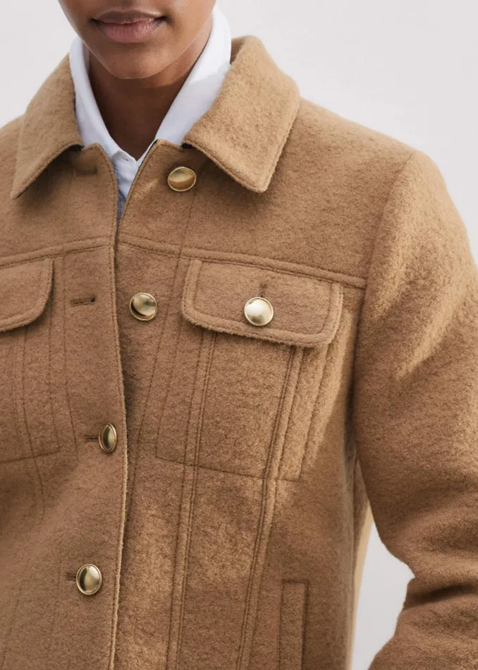 Women Boiled Wool Jacket Camel MEEM