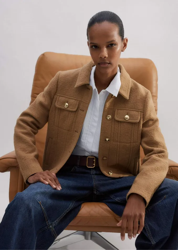 Women Boiled Wool Jacket Camel MEEM