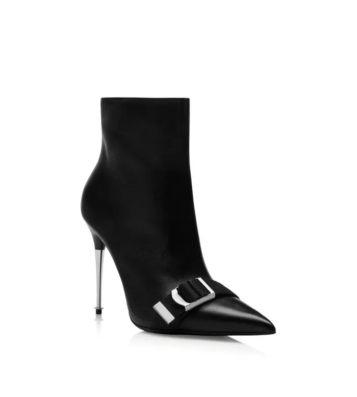 Women Boots Tom Ford Nappa Leather Buckle Ankle Boot Black