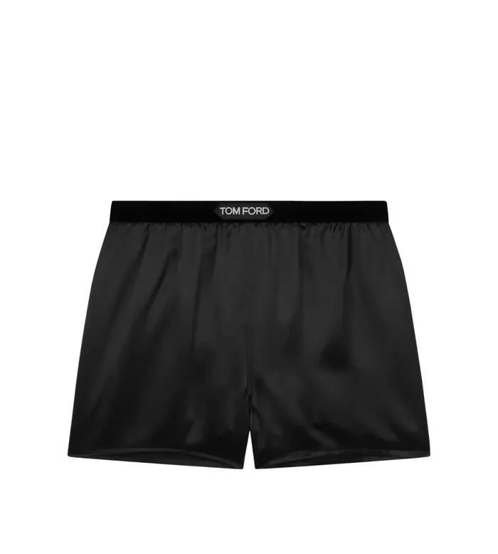 Women Bottoms Tom Ford Stretch Silk Satin Boxer Shorts Black
