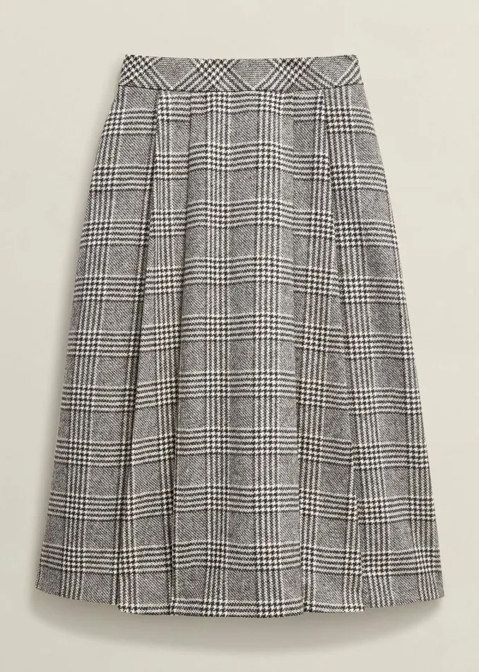 Women Brea Wool Full Skirt Black White Hobbs Skirts