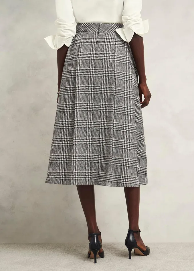 Women Brea Wool Full Skirt Black White Hobbs Skirts
